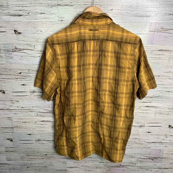 The north face yellow brown plaid tee shirt button down size medium orange - Picture 6 of 9
